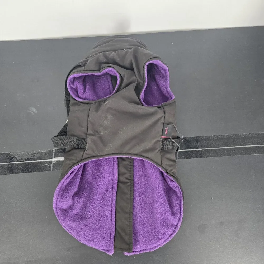 NorbiPet Dog Harness Jacket Large Black Purple Fleece Warm Adjustable Vest